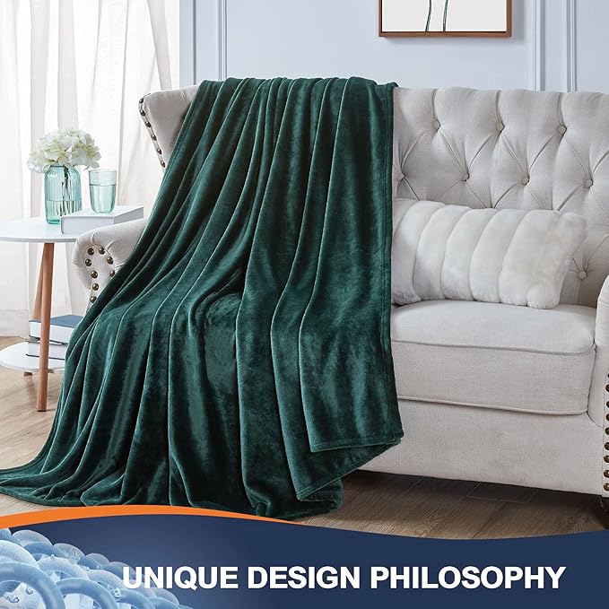 Walensee Fleece Blanket Plush Throw Fuzzy Lightweight (Throw Size 50x60 Forest Green) Super Soft Microfiber Flannel Blankets for Couch, Bed, Sofa Ultra Luxurious Warm and Cozy for All Seasons