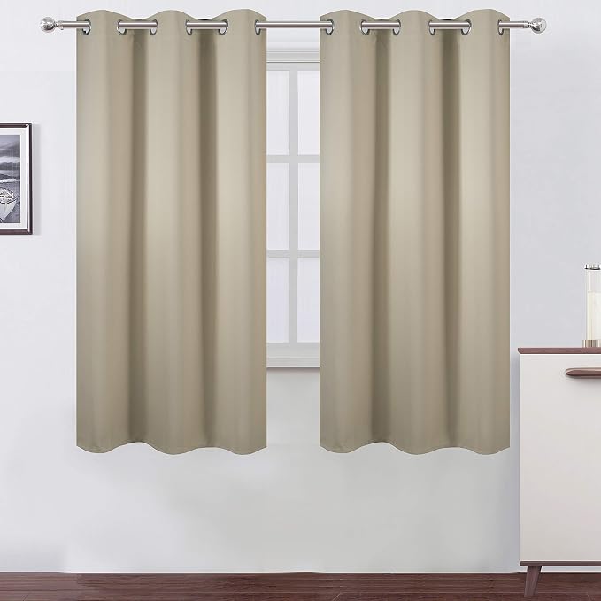 Beige Thermal Blackout Curtains/38 x 63 Inch/Set of 2 Panels Room Darkening by Lemomo