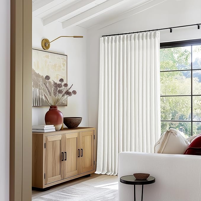 Beige White Pinch Pleated Extra Wide 108 Inch Long Curtains 100 Inch Wide | - Image 6
