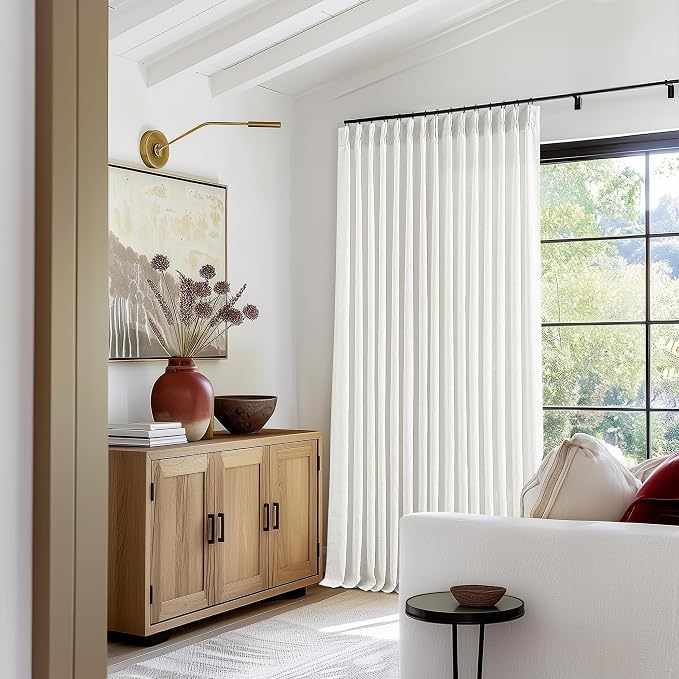 Beige White Pinch Pleated Extra Wide Curtain Panels 84 Inches Long 100 Wide | - Image 8