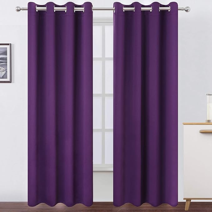 Purple Thermal Blackout Curtains/52 x 108 Inch/Set of 2 Panels Room Darkening by Lemomo