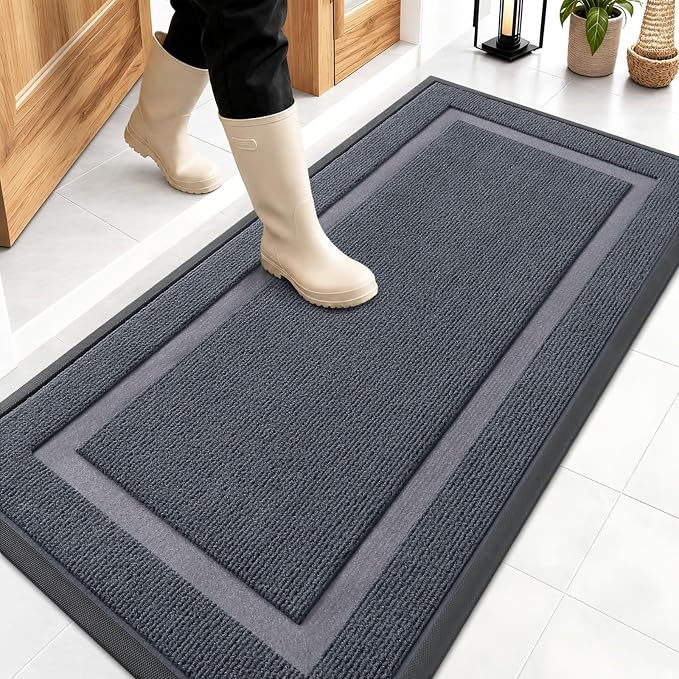 OLANLY Front Door Mat Outside 47x23, All-Season Heavy-Duty Rubber Doormat | by OLANLY