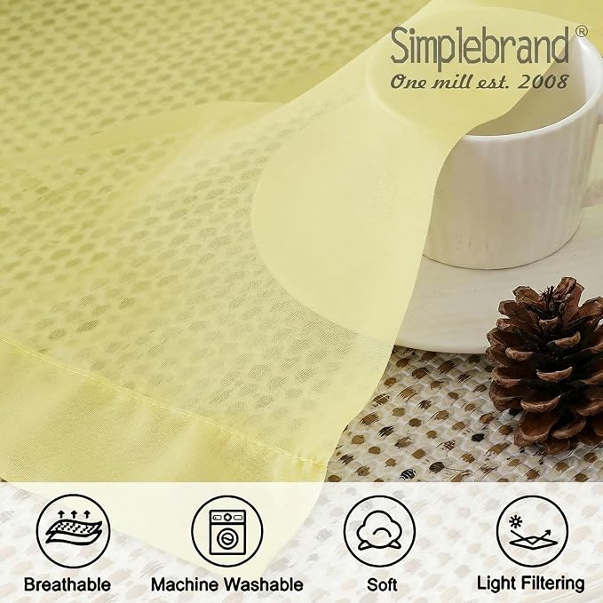 Simplebrand Light Yellow Sheer Curtains 96 Inches Long, Light Filtering Rod - Image 5