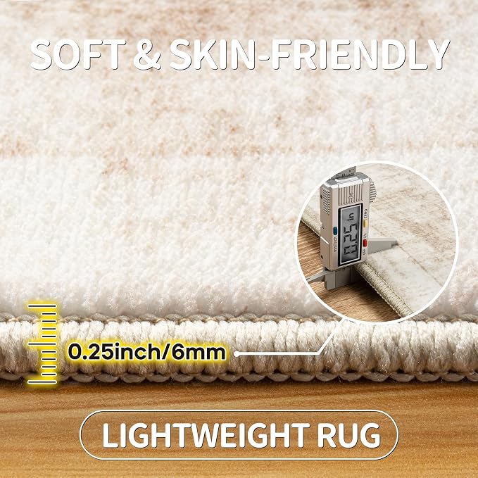 8x10 Area Rugs for Living Room Bedroom Dining Room Washable Beige White | Soft - Image 6