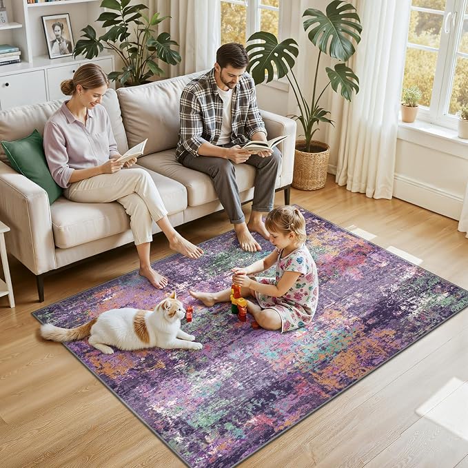 RELEANY Washable 4'x6' Abstract Area Rug - Image 2