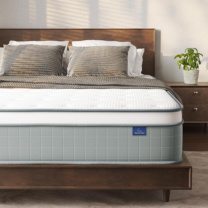 Vesgantti Queen Mattresses, 12 Inch Innerspring Hybrid Queen Size Mattress, Pressure Relief Pocket Spring Bed Mattress in a Box with Breathable Memory Foam, Medium Firm Plush, CertiPUR-US