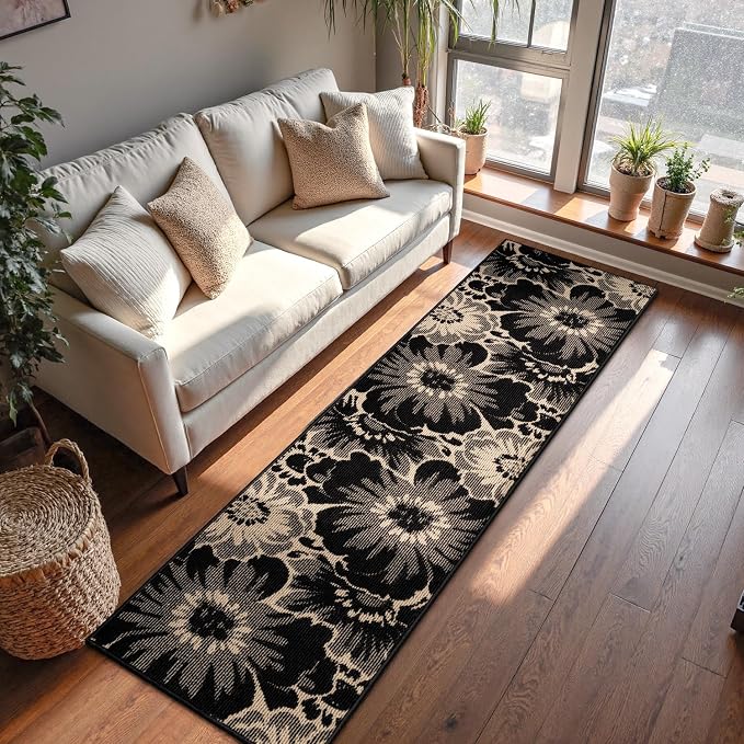 Findosom Hallway Runner Rug 2x12, Non Slip High-Low Textured Floral Washable - Image 9