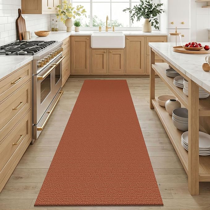 KOZYFLY Orange 3x6 Washable Runner Rug, Non Slip Wide Runners - Image 3