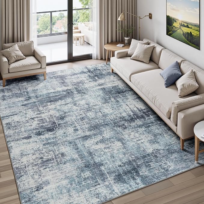 6x9 Area Rug for Living Room, Abstract Washable Non-Slip Carpet, Dining Room by Lofus