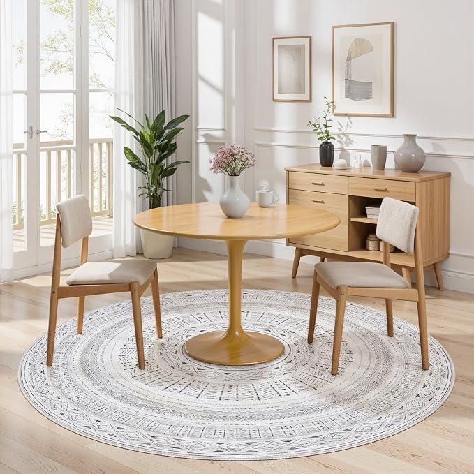 cotiled 5x5 Round Rug 5ft Circle Living Room Boho Area Rugs | Solve Modern - Image 4