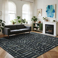 8x10 Retro Washable Area Rugs for Living Room, Dining Room- Black | Ultra Soft by Lbris