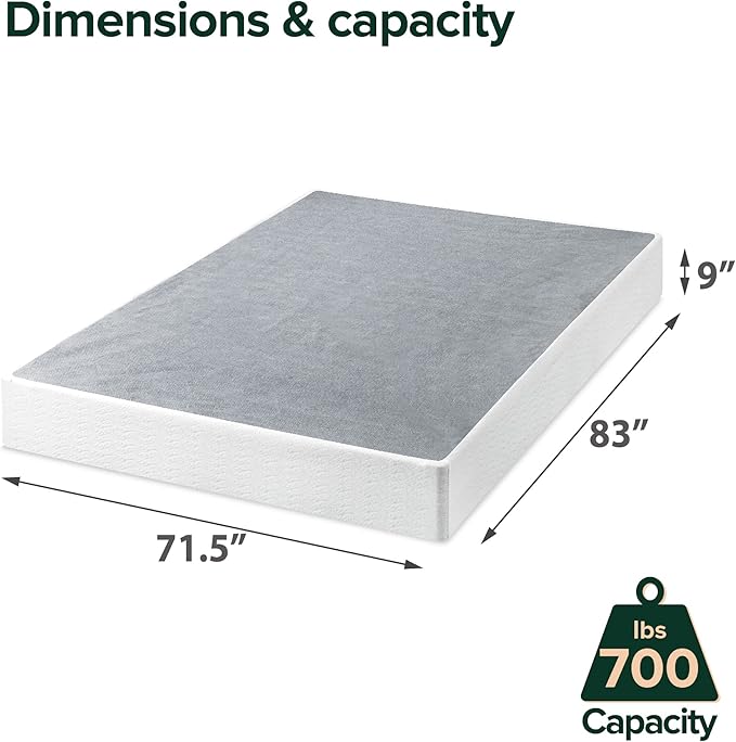 ZINUS 9 Inch California King Metal Smart Box Spring with Quick Assembly, Mattress Foundation, Strong Metal Frame, Easy Assembly
