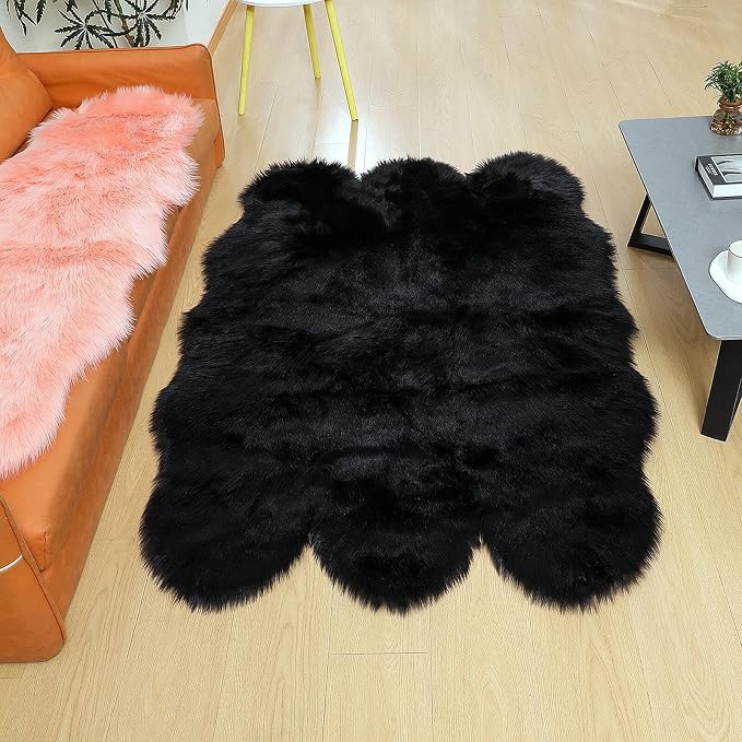 linmopm Faux Fur Sheepskin Rug, 4x6 ft | Shag Fluffy Fuzzy, High-Density Cushion - Image 6