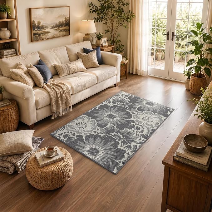Findosom Washable Area Rug 3x5, Non Slip High-Low Textured Floral Rugs - Image 9