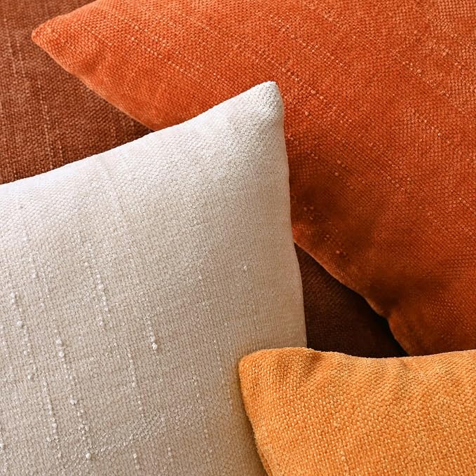 Set of 4 Soft Textured Decorative Throw Pillow Covers 24x24 Inch Cozy Farmhouse - Image 6