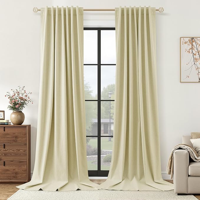 Extra Long 100% Blackout Linen Curtains by Guken