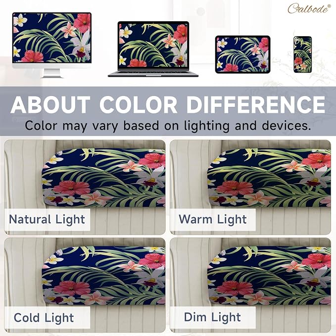 CALBODE 14 Pcs Stretch Outdoor Seat Cushion Covers, Tropical Floral, Suitable - Image 7
