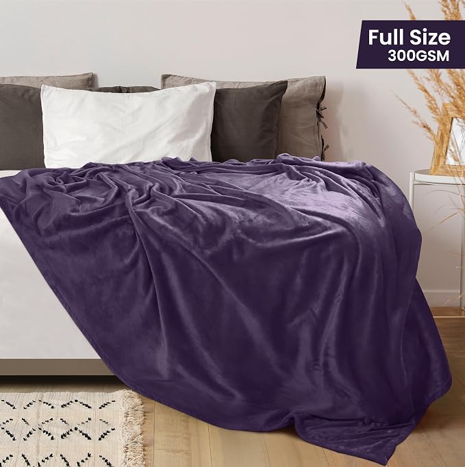 Utopia Bedding Ultra Soft Fleece Bed Blanket Full Size Purple | Microfiber - Image 2