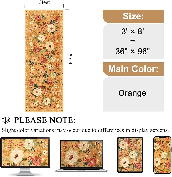 DUKINO 3x8 Kitchen Runner Rug, Washable Rug - Image 2
