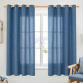 YoungsTex Navy Blue Linen Curtains 63 Inch Length 2 Panels Light Filtering | by YoungsTex