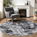 Rugflix Round Area Rugs 4Ft for Living Room, Washable Black Grey Circle Rug | by RugflixAreaRugs