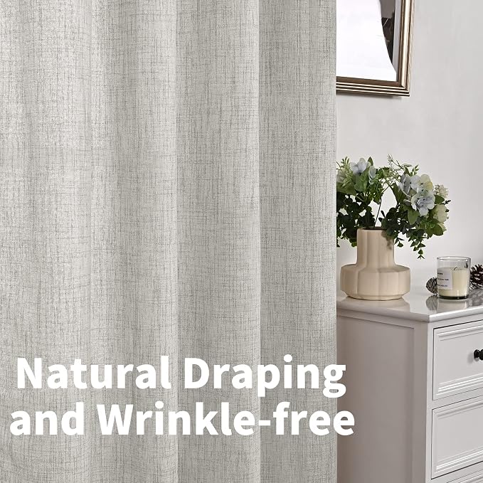 YoungsTex Light Grey Linen Curtains 84 Inch Length - Image 4