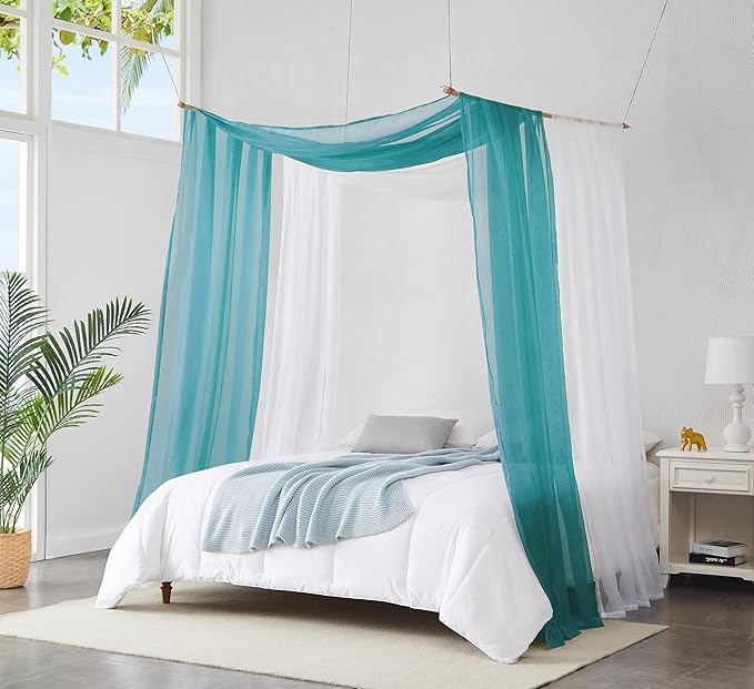 Warm Home Designs 30 Feet Long Sheer Green Teal Window Scarf. These XXL Length Valance Window Scarves 54 X 360 Inches in Size. Great as Bed Canopy or Wedding Arch Draping Fabric. AM Teal 360"