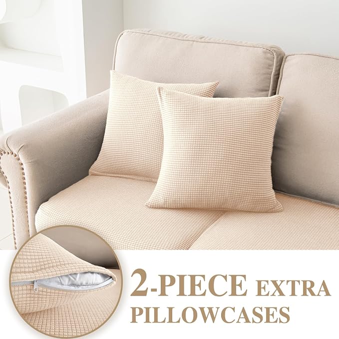 LA MEACK Couch Cushion Covers for Sectional Sofa L Shape Washable Separate Seat - Image 3