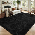 Noahas 4'x5'3'' Black Fluffy Soft Area Rug Non-Slip by ModernHomeDecor
