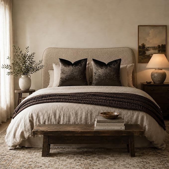 GIGIZAZA Crushed Brown Velvet Throw Pillow Covers 18x18 Pack of 2 | Decorative - Image 5