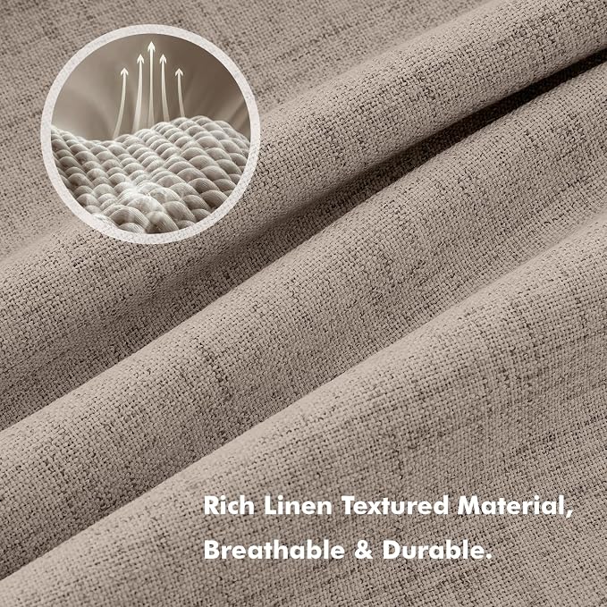 MIULEE 100% Blackout Linen Burlap Curtains - Image 3