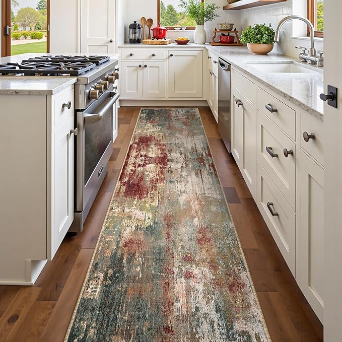 RELEANY Washable Runner 2'x8' Abstract Area Rug by RELEANY