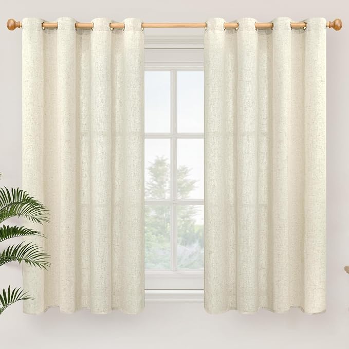YoungsTex Beige Linen Curtains 45 Inch Length by YoungsTex