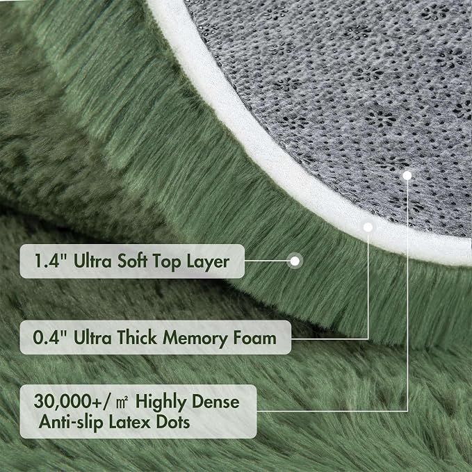 5x7 Ft Shag Green Area Rug for Bedroom Living Room, Ultra Soft Fluffy Furry - Image 7