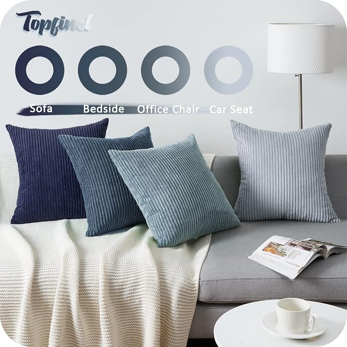 Topfinel Navy Blue Euro Shams Decorative Throw Pillow Covers 26x26 Inch Set of 4 - Image 6