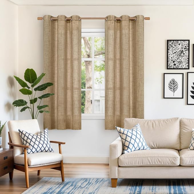 YoungsTex Toffee Linen Curtains 63 Inches Long - Image 2