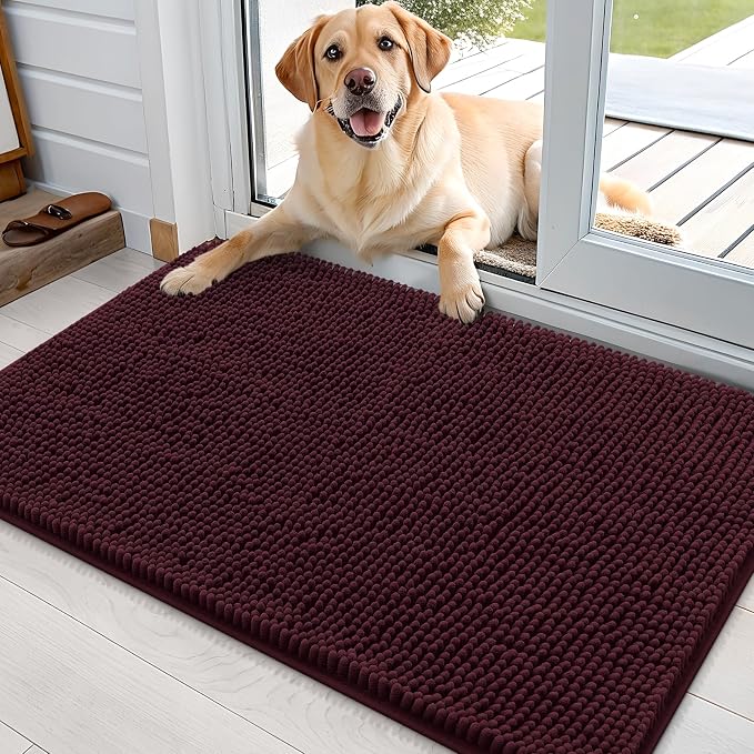 OLANLY Dog Door Mat for Muddy Paws 36x24, Super Absorbent Chenille Mud Mat | by OLANLY