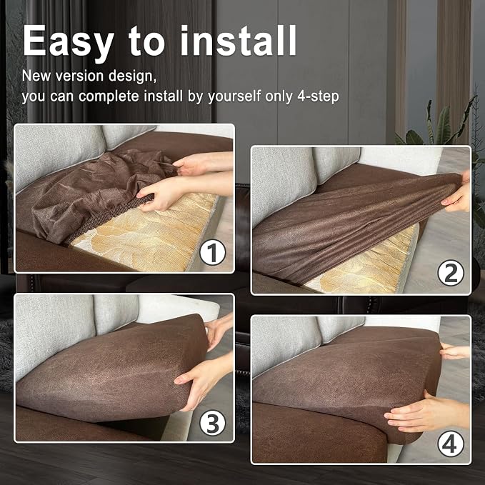 ANARACHON Leather Look Couch Cushion Covers Sofa Seat Slipcovers Sets Couches - Image 6