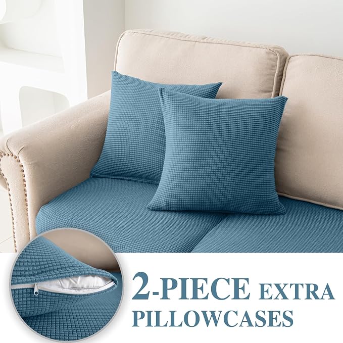 LA MEACK Couch Cushion Covers for Sectional Sofa L Shape Washable Separate Seat - Image 3
