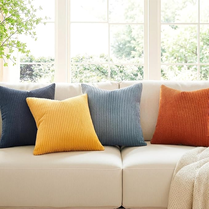 Topfinel Burnt Orange and Blue Couch Pillows Pack of 4 Decorative 16x16 Inch - Image 3