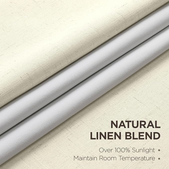 Joydeco 100% Blackout Pleated Curtains, Linen Window Curtains 2 Panel Sets 108 - Image 2