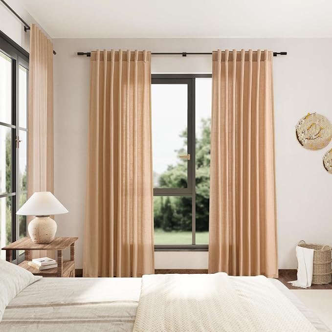 Camel Linen Curtains 2 Panels Set - Image 7