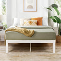 Mellow Naturalista Classic 16 Inch Solid Wood Platform Bed with Wooden Slats, White, King
