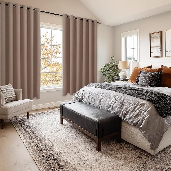 Blackout Curtains for Bedroom, Cappuccino, 70 x 63 Inches, 2 Panels | Thermal - Image 6