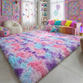 Amdrebio Pink Blue Purple Large Shag Rug 8x10 by Amdrebio