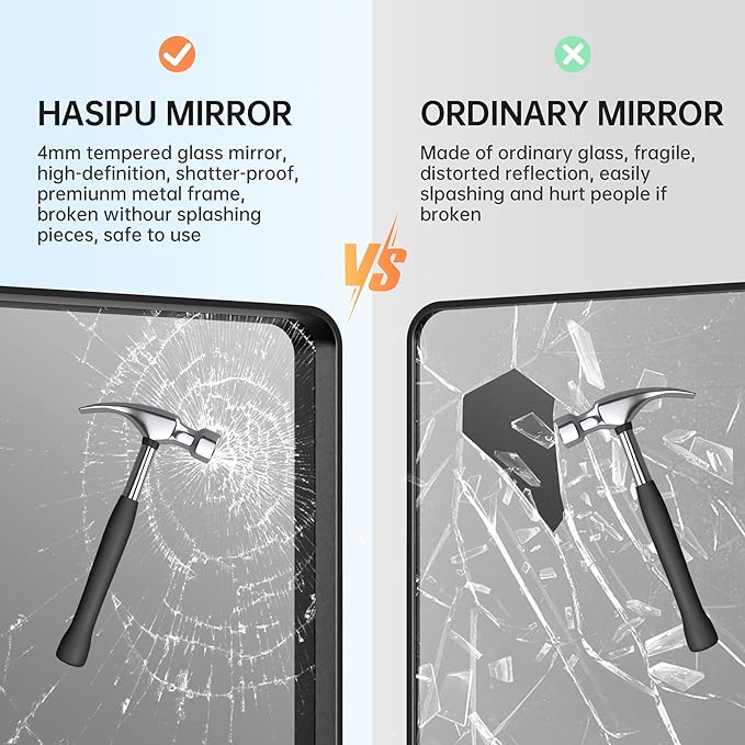 Hasipu 2 PCS Bathroom Mirror for Wall, 30 x 24 Inch Black Metal Framed Bathroom Mirrors for Over Sink, Rectangle Bathroom Vanity Mirror, Anti-Rust, Tempered Glass, Horizontal or Vertical