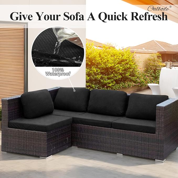 CALBODE 12Pcs Outdoor Stretch Cushion Covers, Waterproof Outdoor Chair Cushion - Image 4