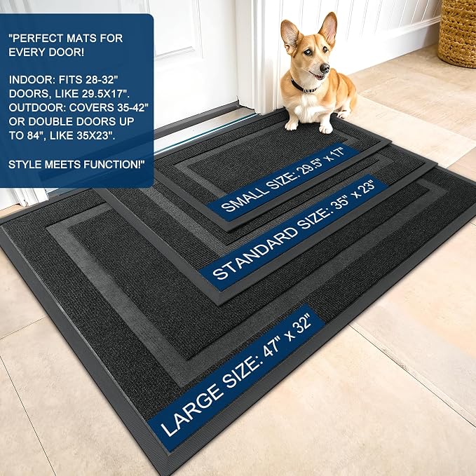 OLANLY Front Door Mat Outside 71x47, All-Season Heavy-Duty Rubber Doormat | - Image 2