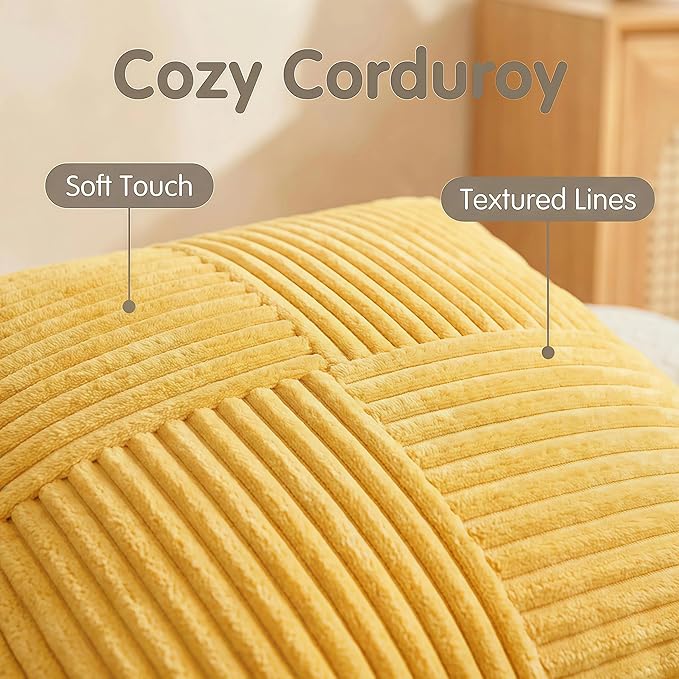 Fancy Homi 2 Packs Yellow Long Lumbar Decorative Throw Pillow Covers 12x24 Inch - Image 4