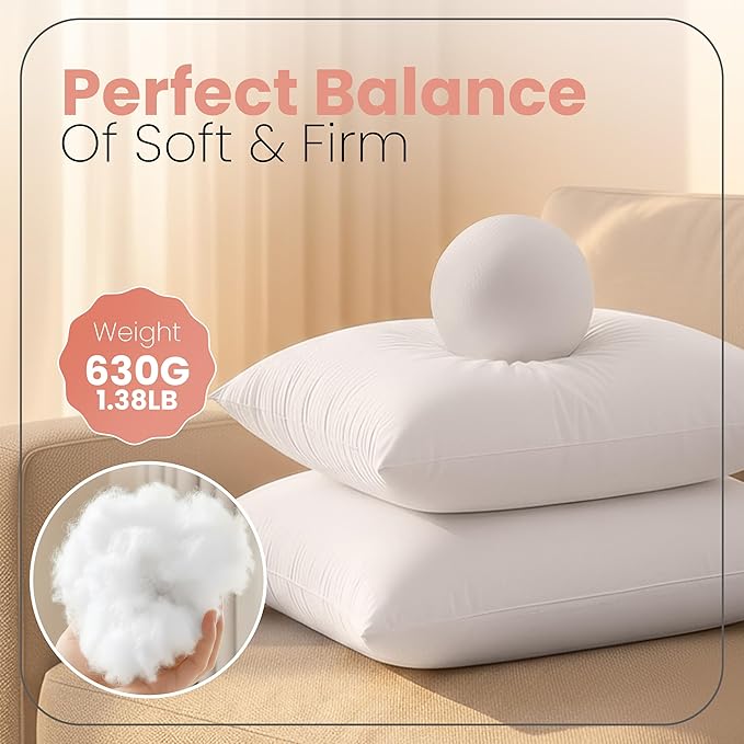 Utopia Bedding 20x20 Pillow Inserts, 2 Pack | Indoor cushion inserts - Image 2
